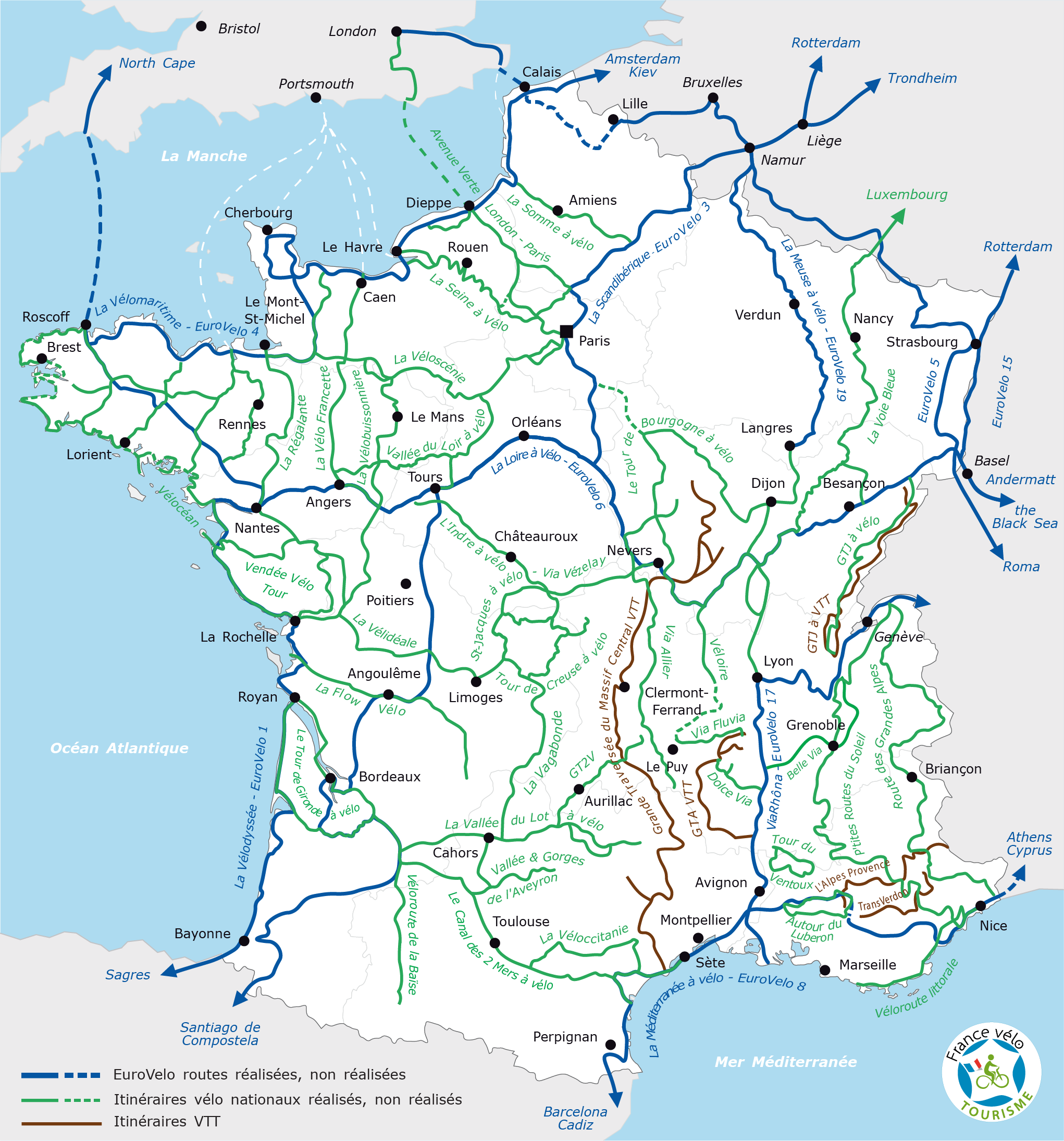 Carte de France Vélo Tourisme 2025