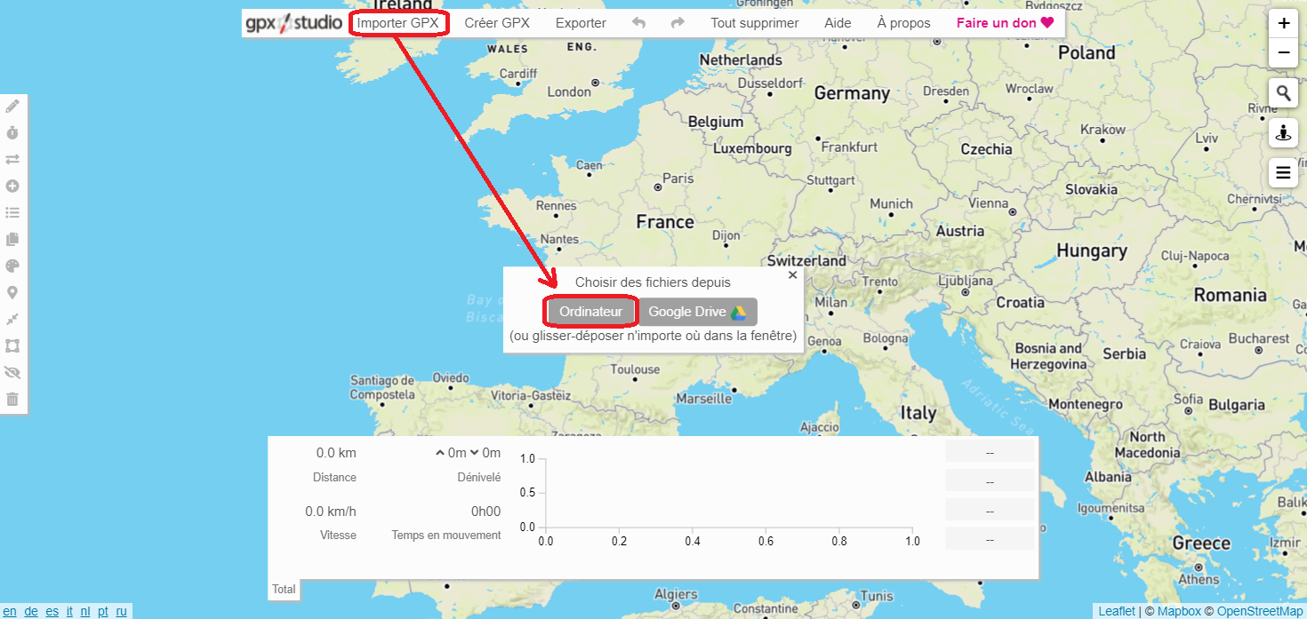 Importer un GPX dans GPX Studio