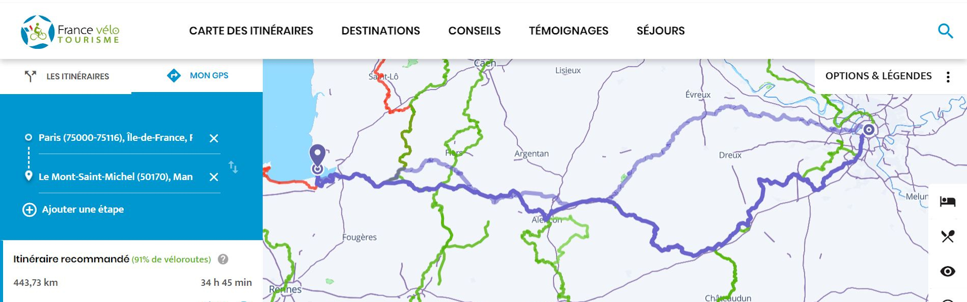 Calculateur d'itinéraire vélo