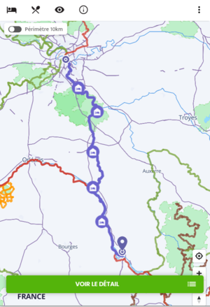 Carte planificateur étape vélo