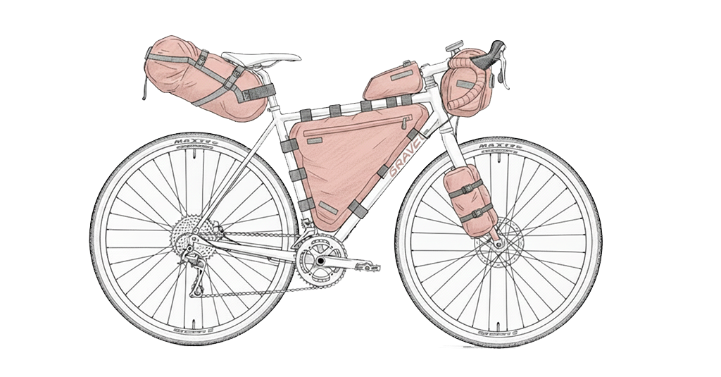 vélo gravel avec sacoches bikepacking