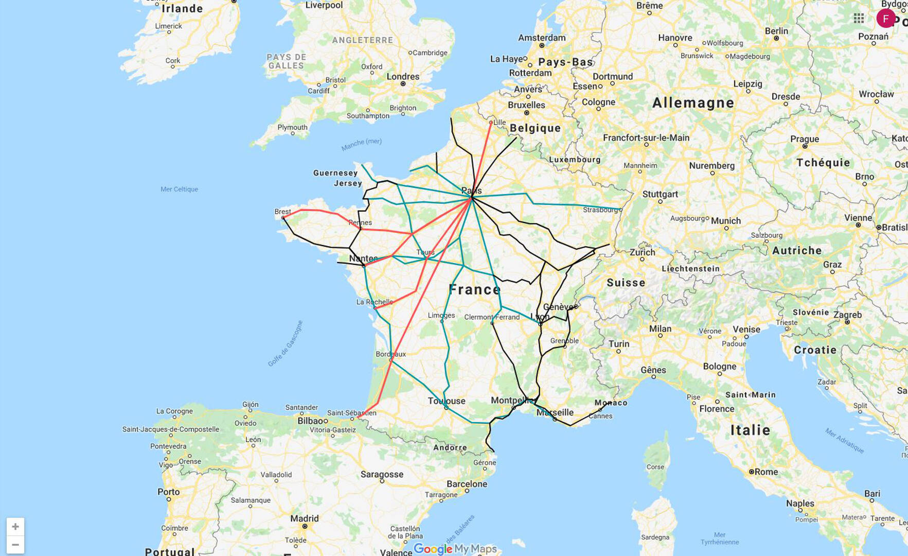 paris tours distance tgv