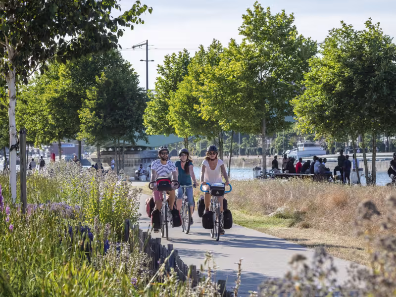 Piste cyclable à Rouen sur les quais