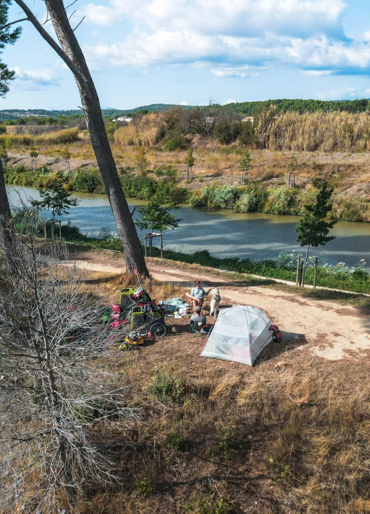 Bivouaquer en voyage à vélo avec des chiens