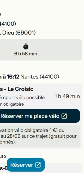 Planificateur Train + Vélo France velo tourisme
