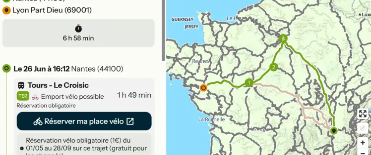 Planificateur Train + Vélo France velo tourisme
