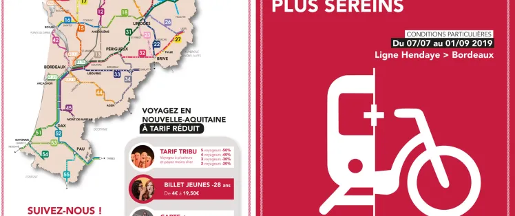 Train + Vélo ligne TER Hendaye <> Bordeaux - Été 2019
