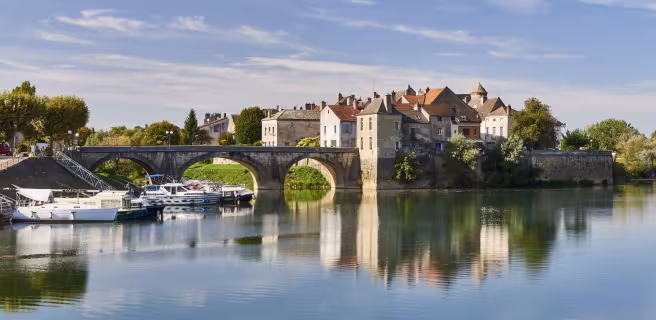 Verdun-sur-le-Doubs_la Saône et les bateaux de plaisance à la halte nautique