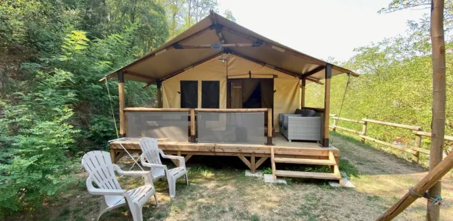 Tente Safari au Flower Camping Mas de Champel en Ardèche