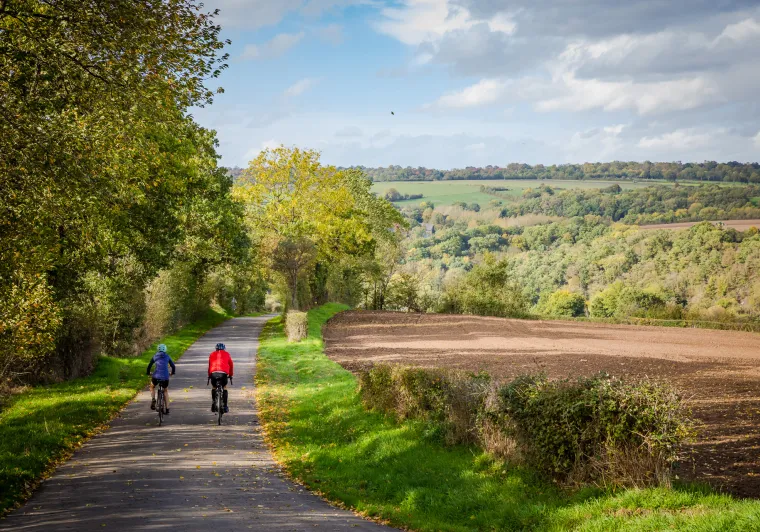 Petite route de campagne à vélo en Suisse Normande