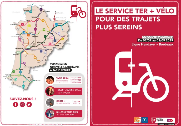 Train + Vélo ligne TER Hendaye <> Bordeaux - Été 2019