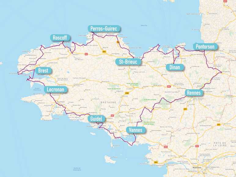 Carte tour de Bretagne à vélo - Jean-Marc Schmit