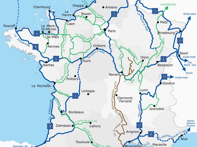 Carte itinéraires France Vélo Tourisme
